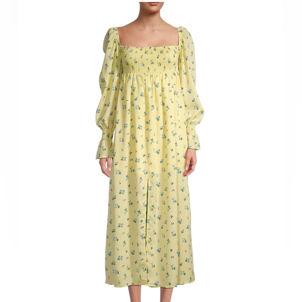 Smocked Maxi Dress in Yellow Watercolor Ditsy from WeWoreWhat